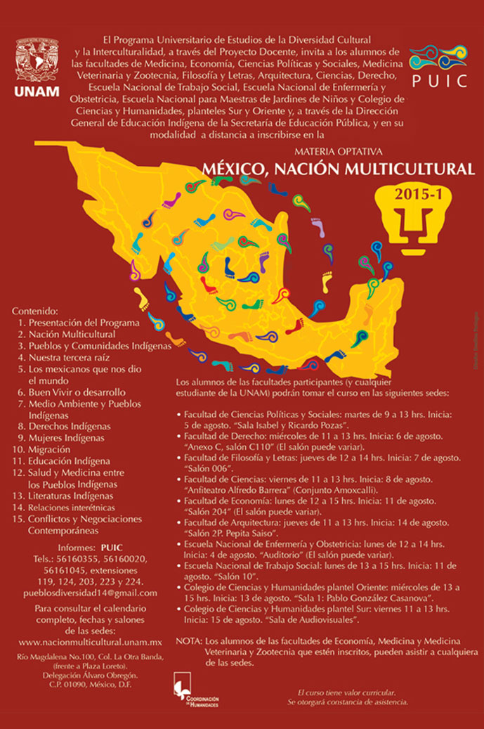 Materia optativa México, Nación Multicultural. Semestre 2015-1