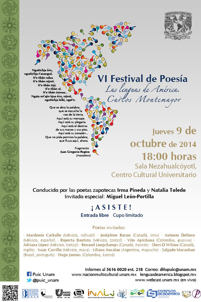 VI Festival de Poesía Las Lenguas de América. Carlos Montemayor