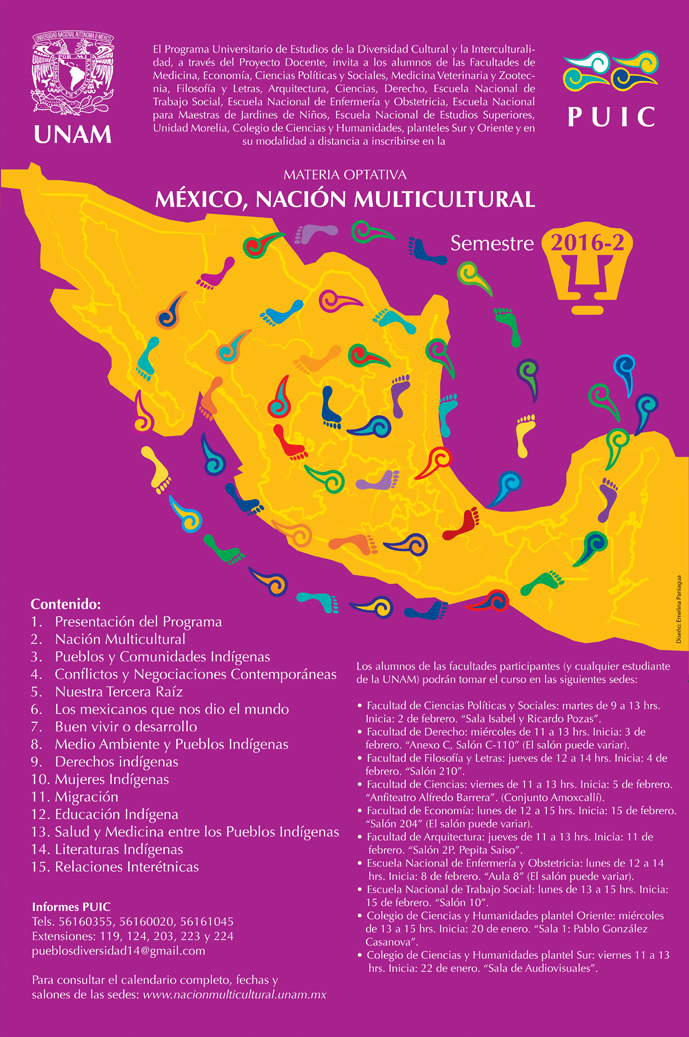 Materia optativa México, Nación Multicultural. Semestre 2016-2