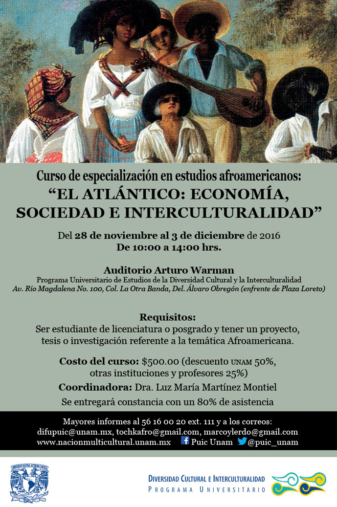 Cartel - Curso de especialización en estudios afroamericanos: El atlántico: Economía sociedad e interculturalidad