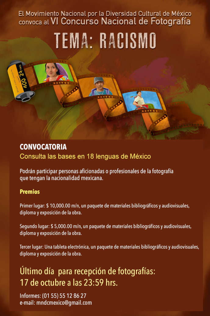Cartel - VI Concurso Nacional de Fotografía. Moviemiento Nacional por la Diversidad Cultural de México