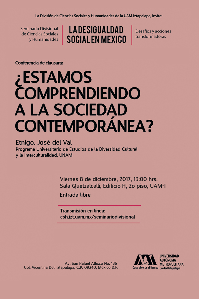Seminario Divisional de Ciencias Sociales y Humanidades: La desigualdad social en México. Desafíos y acciones transformadoras