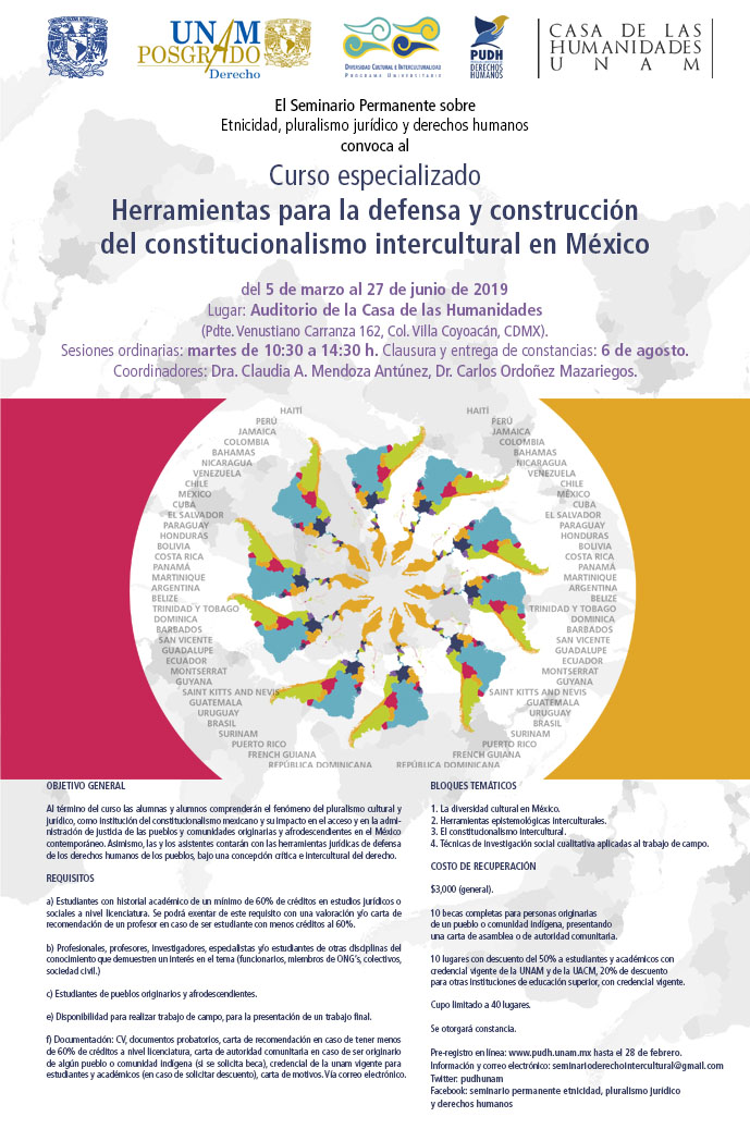 Cartel - Curso especializado Herramientas para la defensa y construcción del constitucionalismo intercultural en México