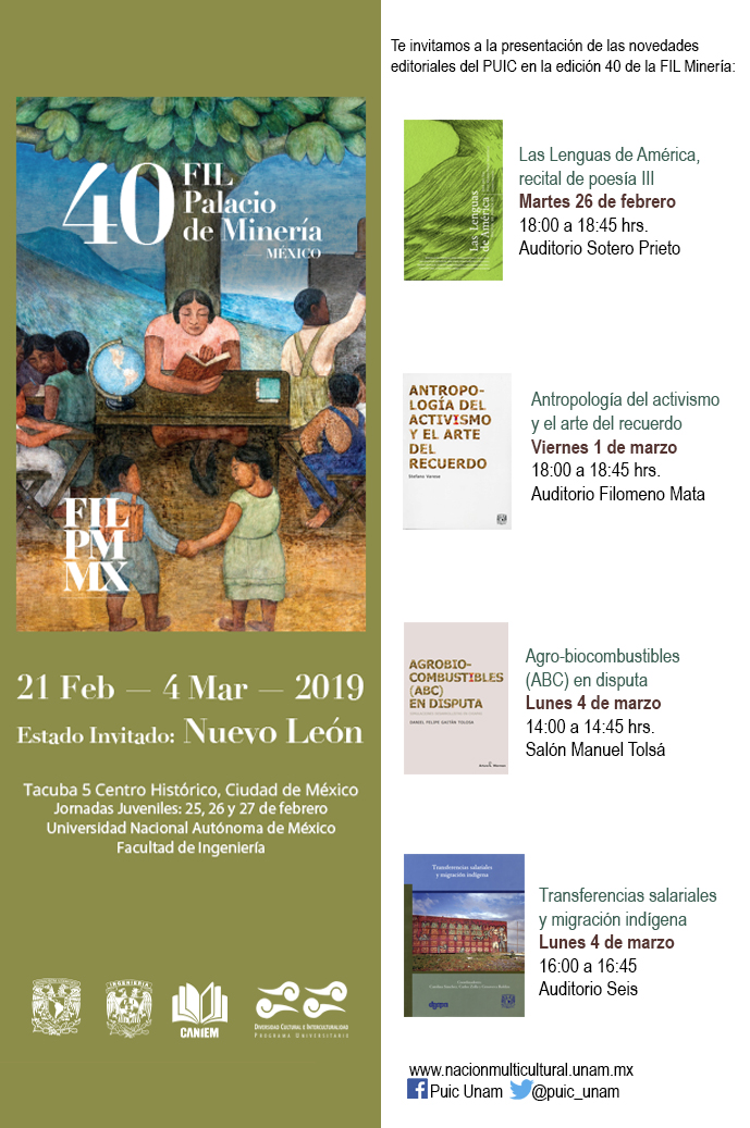 Presentaciones de libros en la XXXX Feria Internacional del Libro del Palacio de Minería.
