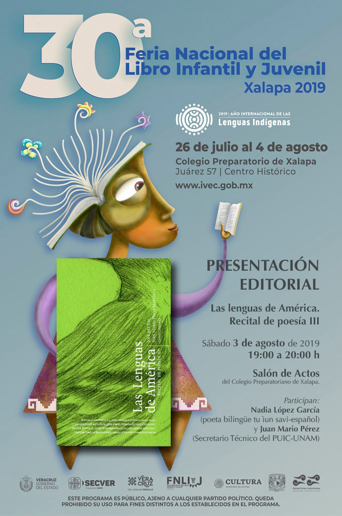 Presentación del libro as lenguas de América, recital de poesía III en la XXX Feria Nacional del Libro infantil y Juvenil Xalapa 2019