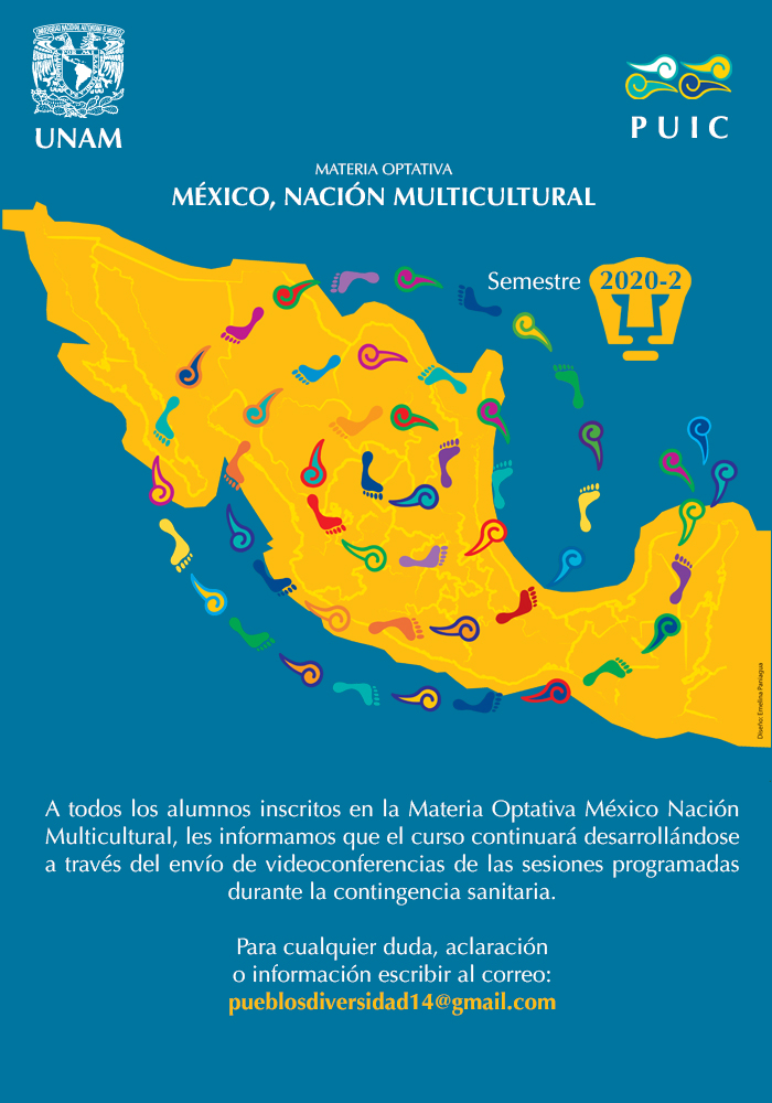 Aviso importante  de la Materia optativa México, Nación Multicultural. Semestre 2020-2