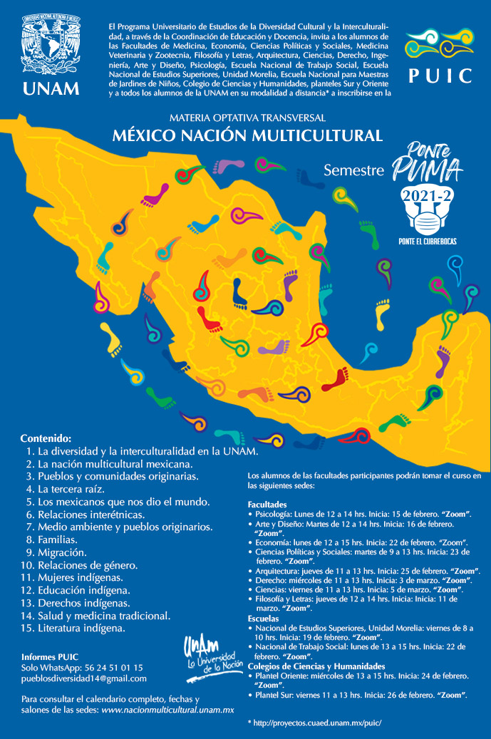 Materia optativa México, Nación Multicultural. Semestre 2021-2