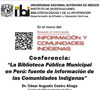 Cartel - Conferencia: La Biblioteca Pública Municipal en Perú: fuente de información de las Comunidades Indígenas